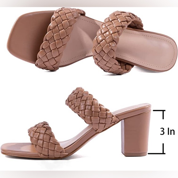 NEW Double Braided Strap Block Heels - Picture 4 of 7